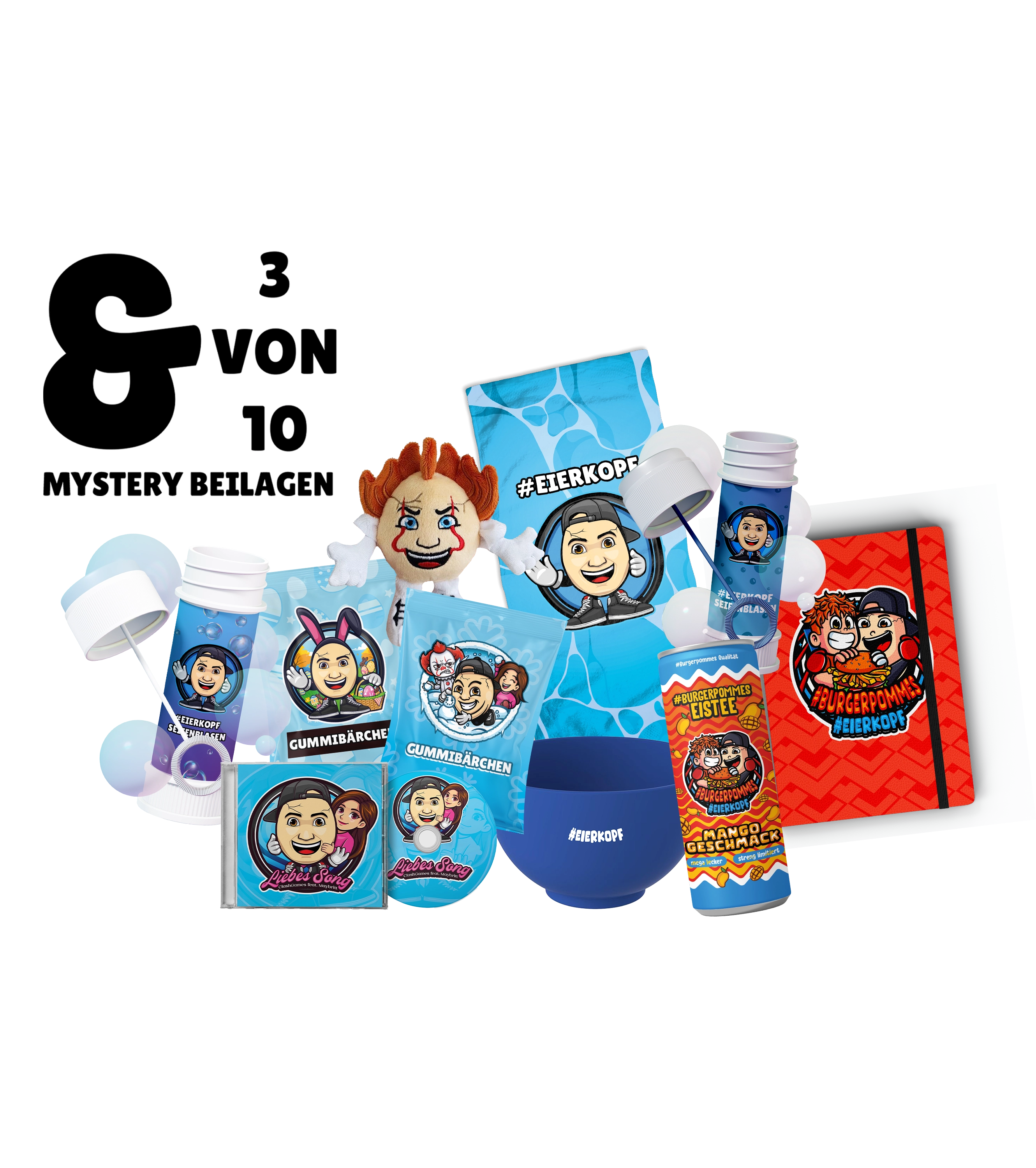 ClashGames #EIERKOPF Silvester Bundle - T-Shirt + Jahreskalender + 3 Zufällige Beilagen + Autogrammkarte