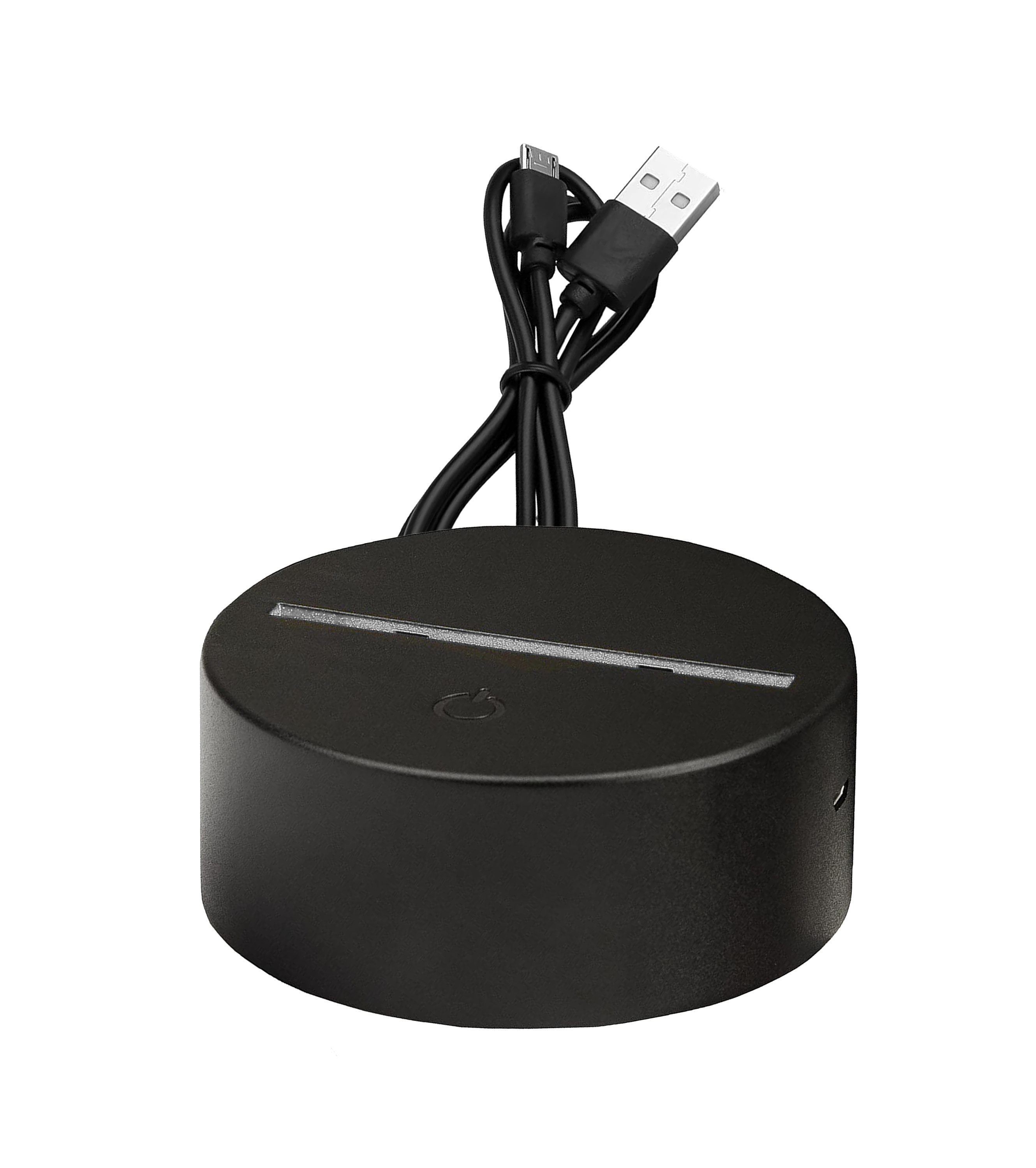 Schwarzer Lampenfuß für ClashGames 3D-LED-Lampe inklusive USB-Kabel und Touch-Funktion – kompatibel mit austauschbaren Acryl-Motiven.