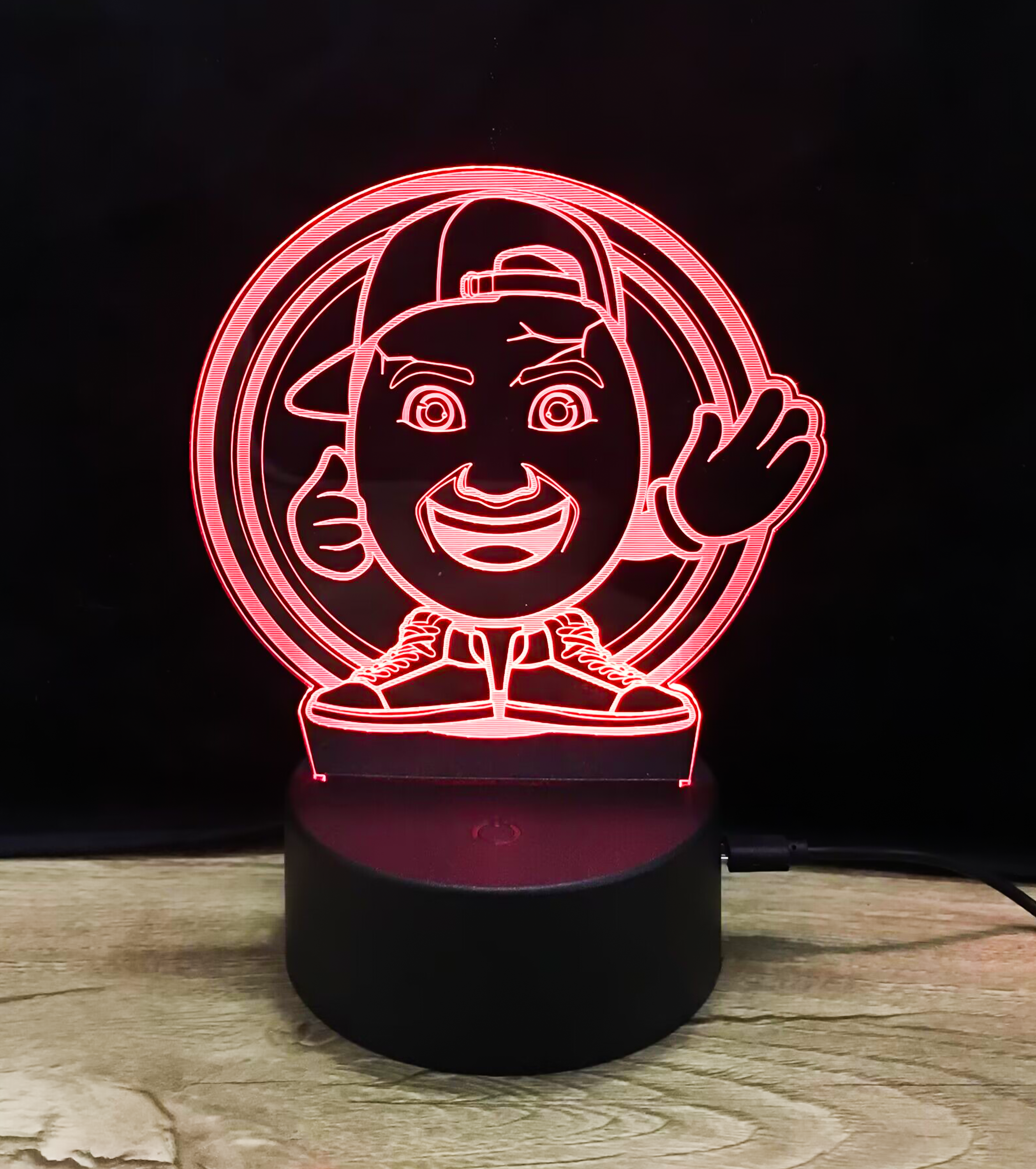 Leuchtende 3D-LED-Lampe von ClashGames in kräftigem Rot mit Clashi-Figur – perfektes Fan-Accessoire für Gaming-Zimmer und Sammlungen.