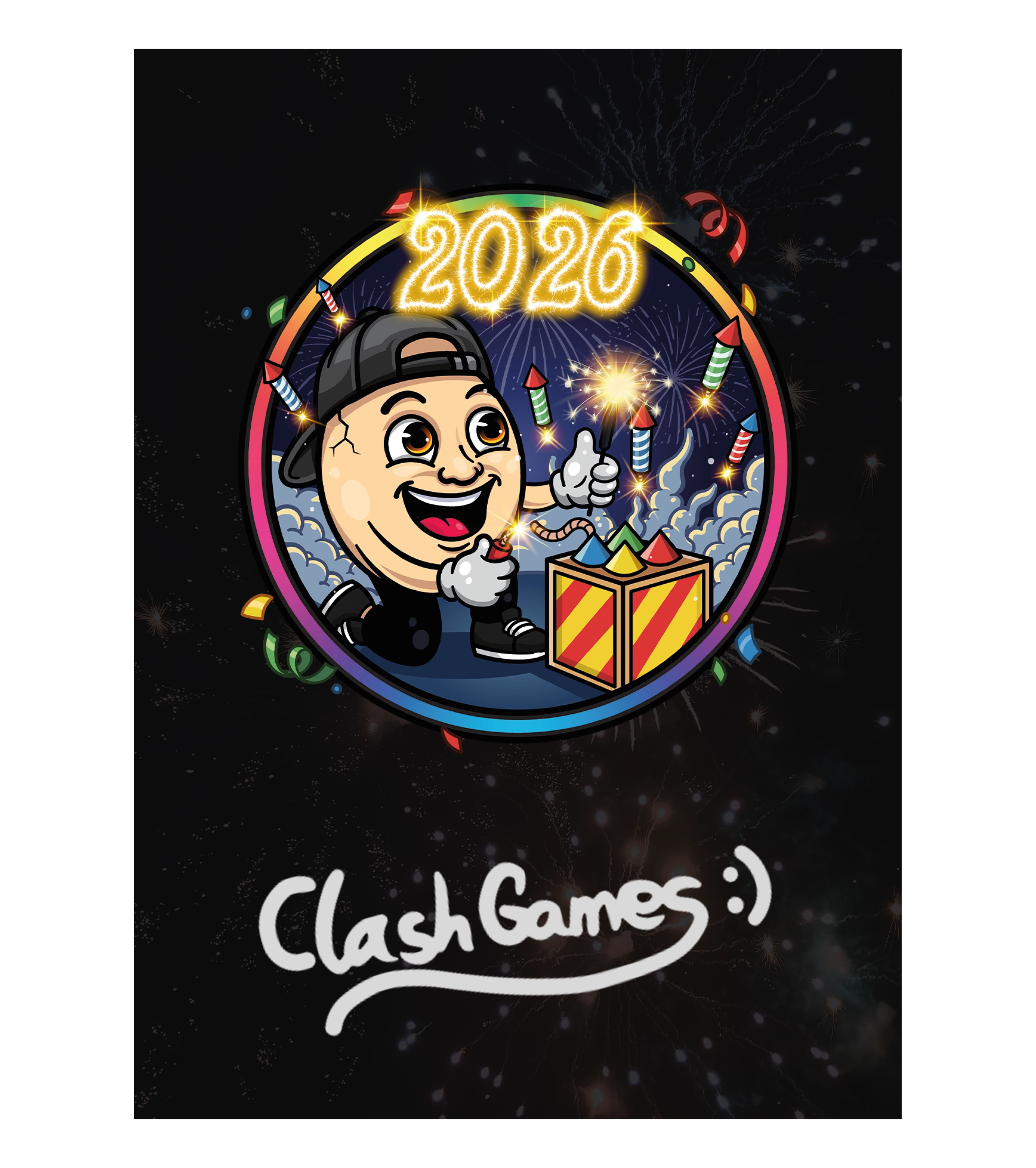 ClashGames #EIERKOPF Silvester Bundle - T-Shirt + Jahreskalender + 3 Zufällige Beilagen + Autogrammkarte
