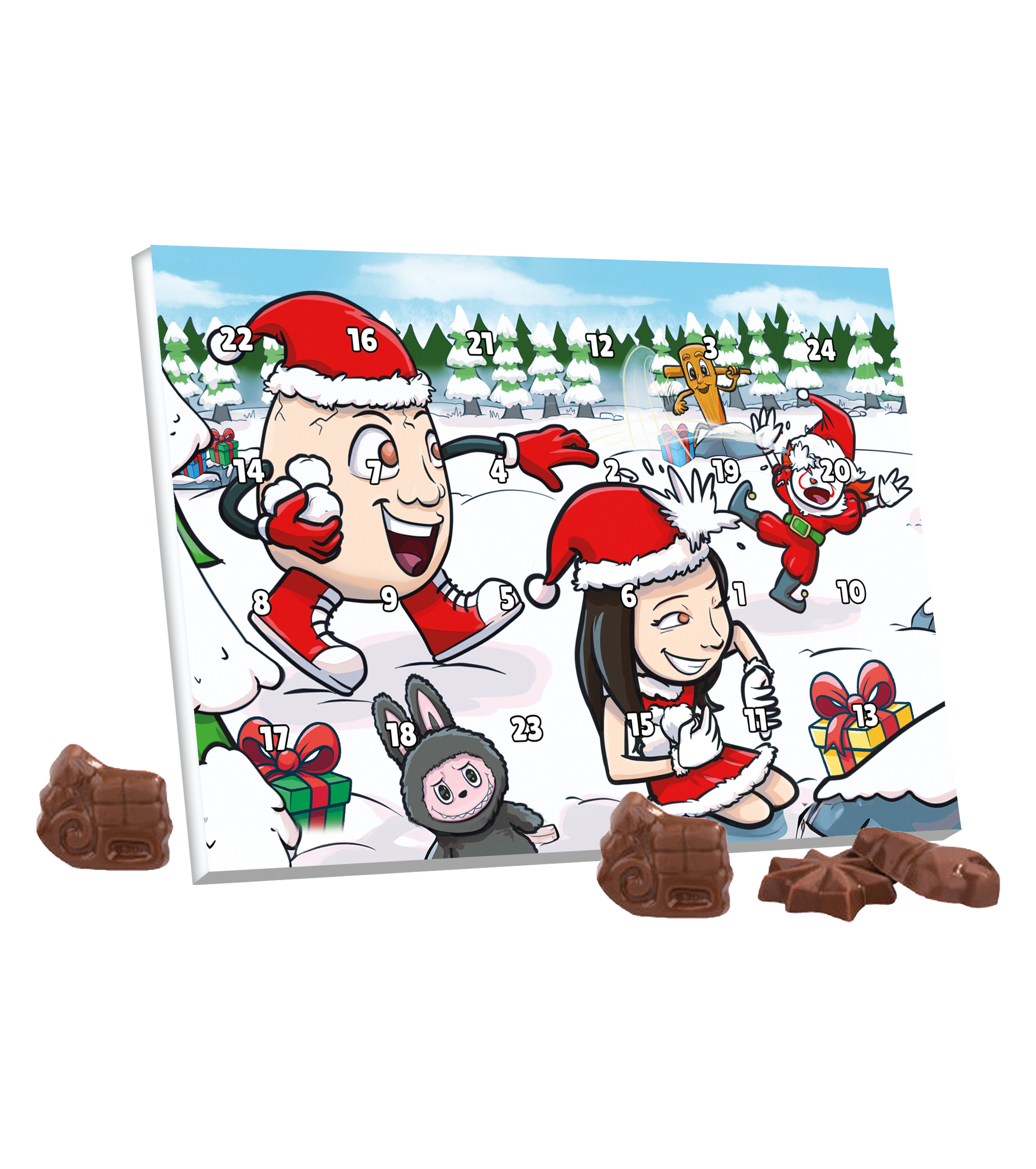 ClashGames #EIERKOPF Adventskalender Bundle - T-Shirt + Adventskalender + Apfel Drink + Gummibärchen + Seifenblasen + Autogrammkarte