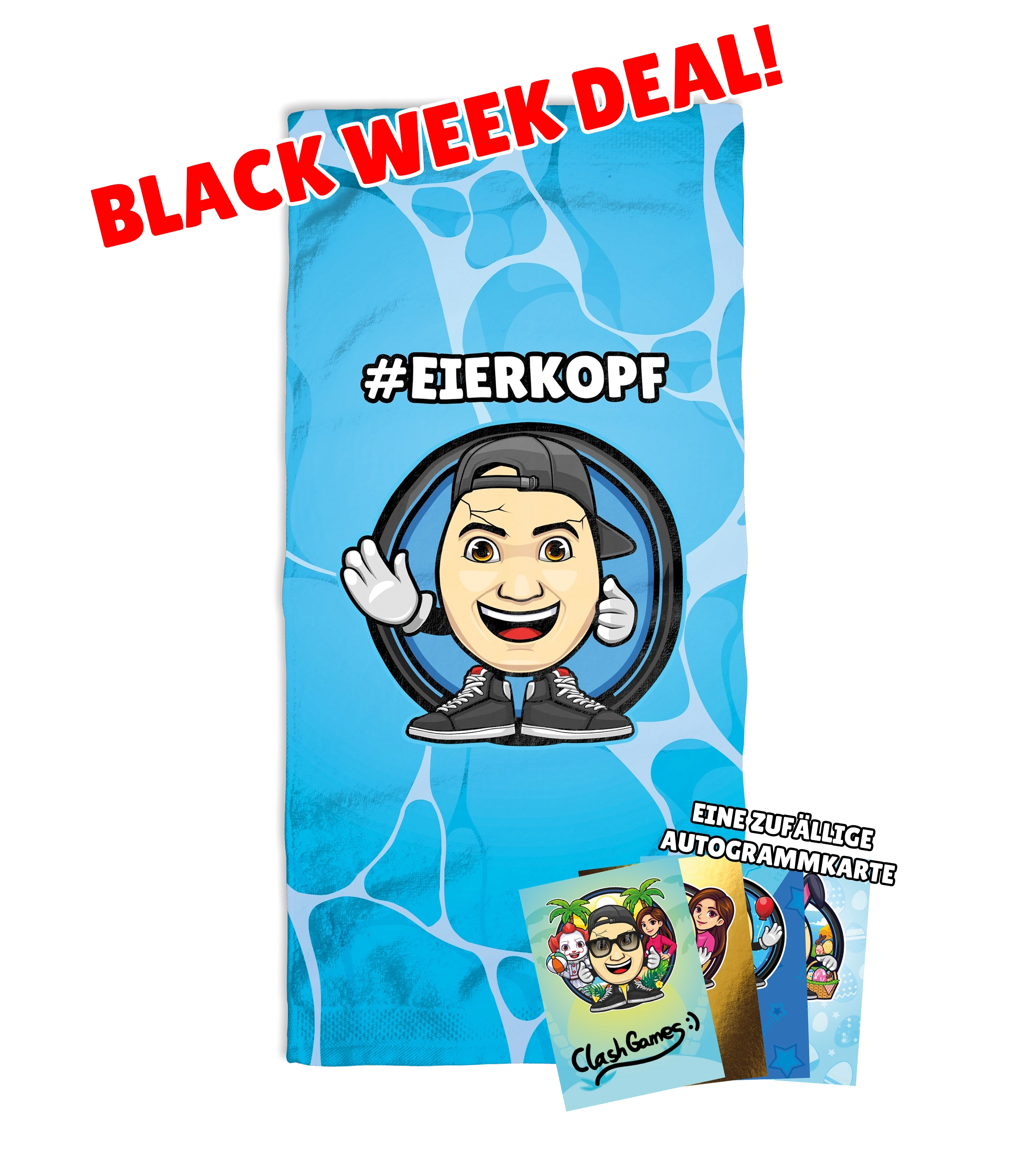 ClashGames BLACK WEEK #EIERKOPF - Handtuch + Autogrammkarte