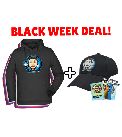 ClashGames BLACK WEEK #EIERKOPF Bundle - Hoodie + Cap + zufällige Autogrammkarte