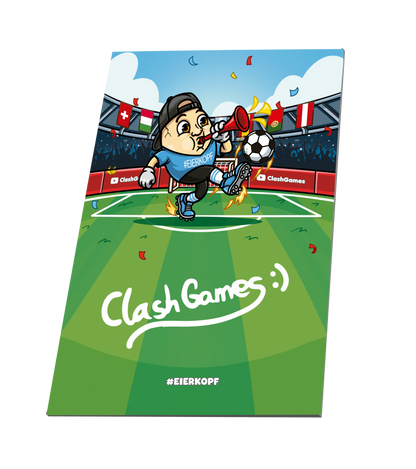 ClashGames #EIERKOPF Fußball Bundle 2026 T-Shirt + Fußball (soft) + Trillerpfeife + Autogrammkarte