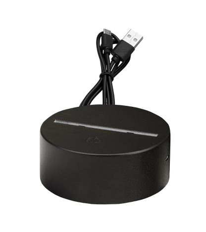 Schwarzer Lampenfuß für ClashGames 3D-LED-Lampe inklusive USB-Kabel und Touch-Funktion – kompatibel mit austauschbaren Acryl-Motiven.