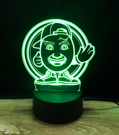 Grüne ClashGames 3D-LED-Lampe mit dem leuchtenden Clashi-Umriss – cooles Deko-Highlight für jedes Gaming-Setup oder Fan-Zimmer.