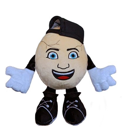 Großes ClashGames Plüschtier mit schwarzer Cap, weißen Handschuhen und Turnschuhen – Fanartikel für Kinder und Gaming-Fans.


