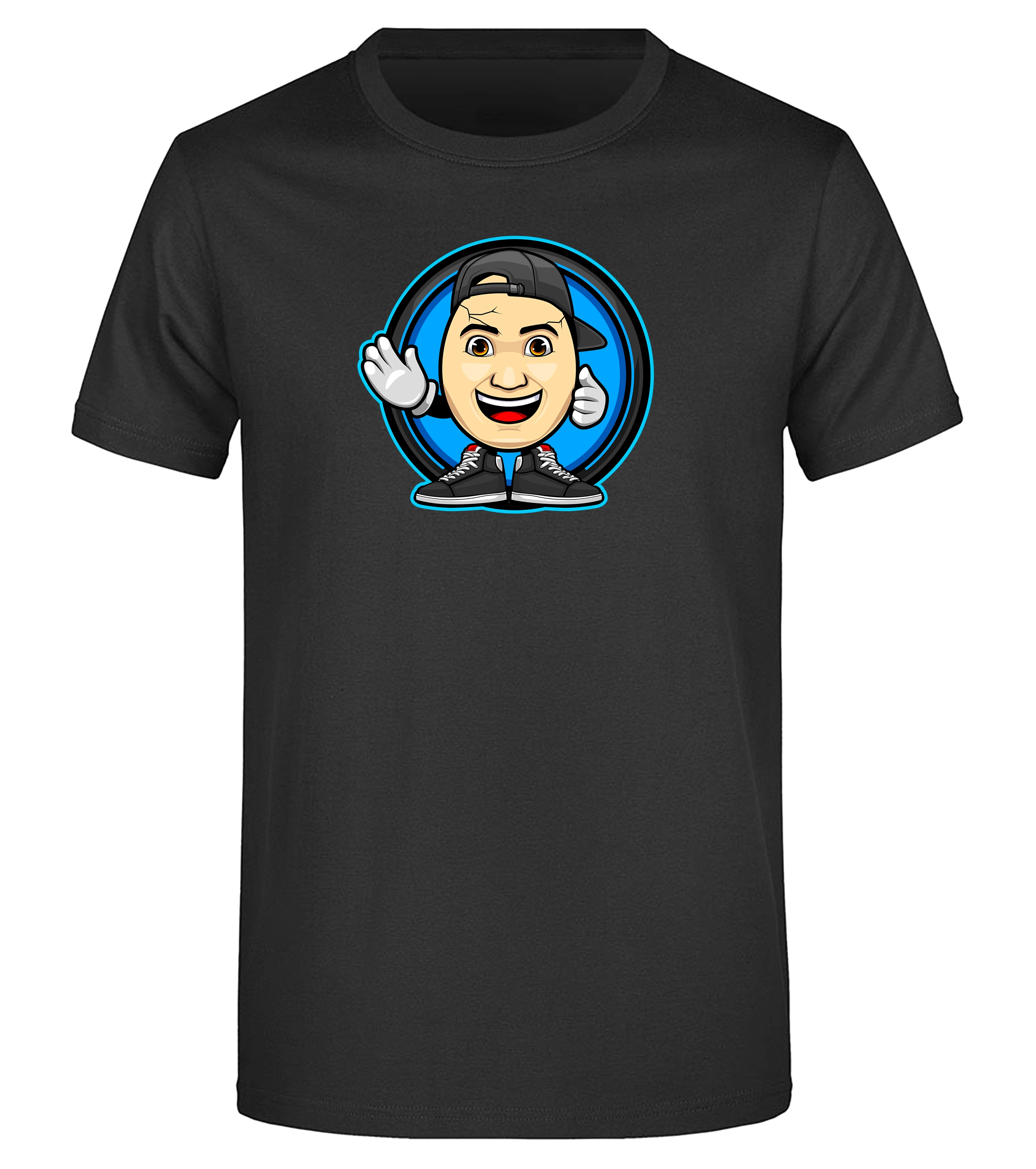 Schwarzes ClashGames T-Shirt mit großem Clashi-Logo auf der Vorderseite – schlicht, stylisch und ideal für alle Fans des YouTubers.