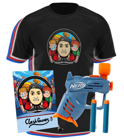 ClashGames Disstrack Bundle - T-Shirt + NERF + Autogrammkarte